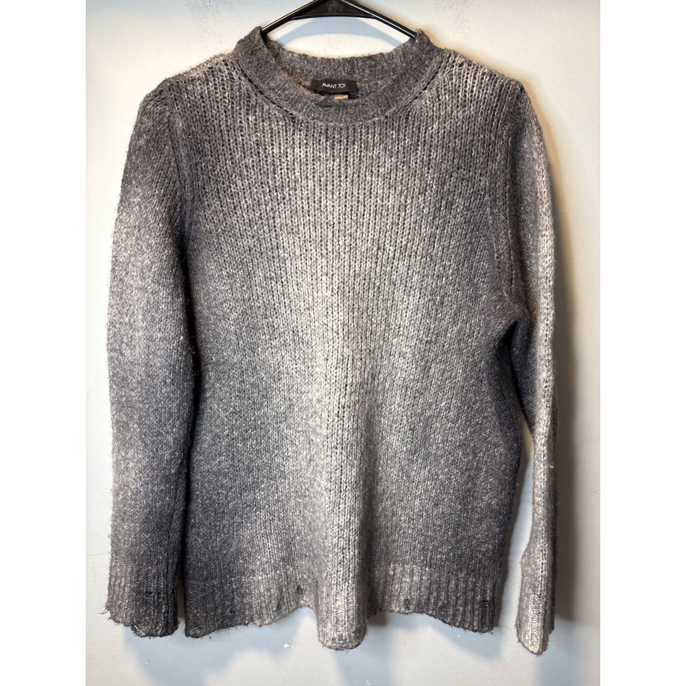 Avant Toi Grey Ombre Distressed Merino Wool Alpaca Cashmere Sweater Italy Size M